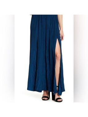 14th & Union Boho Chic Viscose Silky Soft Maxi Skirt w Sexy Chic Leg Slit Med